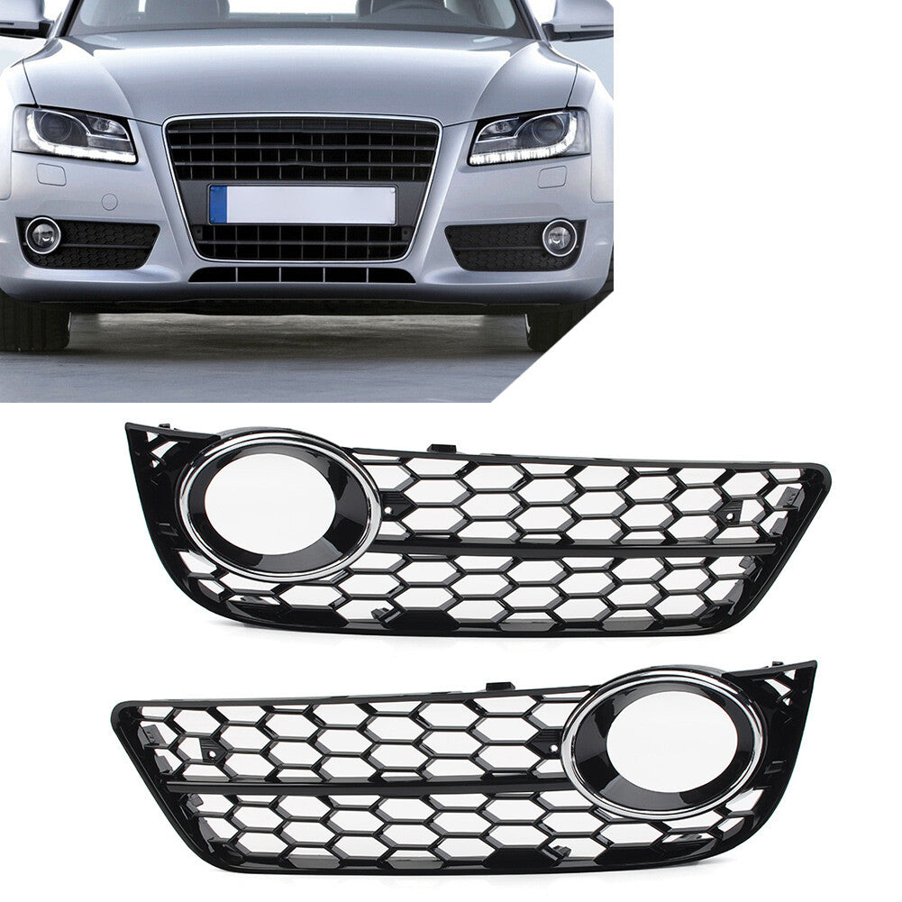 Honeycomb Mesh Front Bumper Fog Light Grille Cover for Audi A5 2008-2011 2010