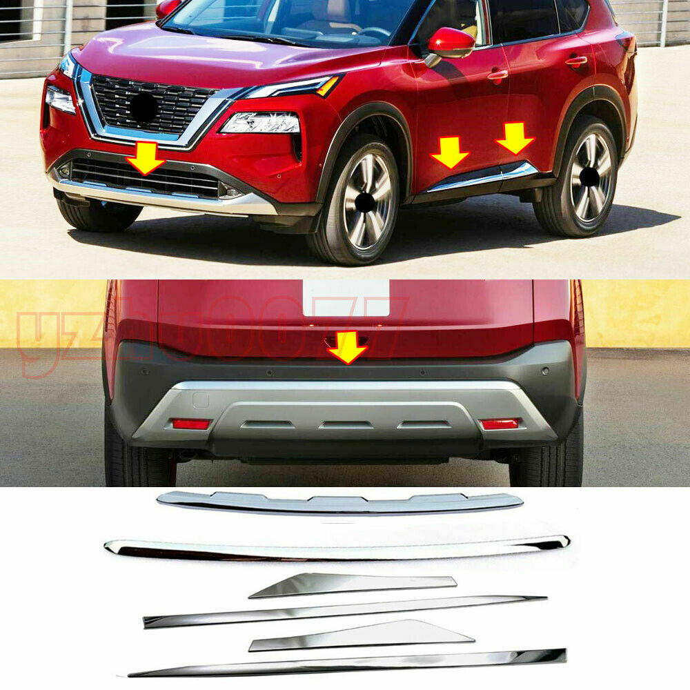 6X for Nissan Rogue 2021-2023 Chrome Front/Rear Bumper Body Molding Cover Trims
