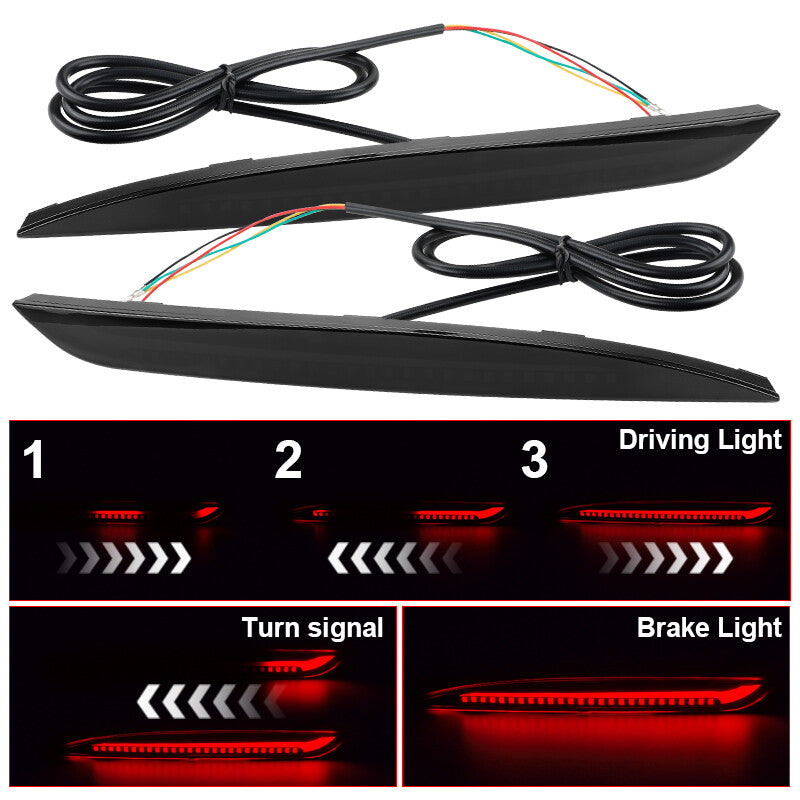 Smoked LED Bumper Reflector Lights Tail/Brake/Signal for Tesla for Model Y 2020-2023