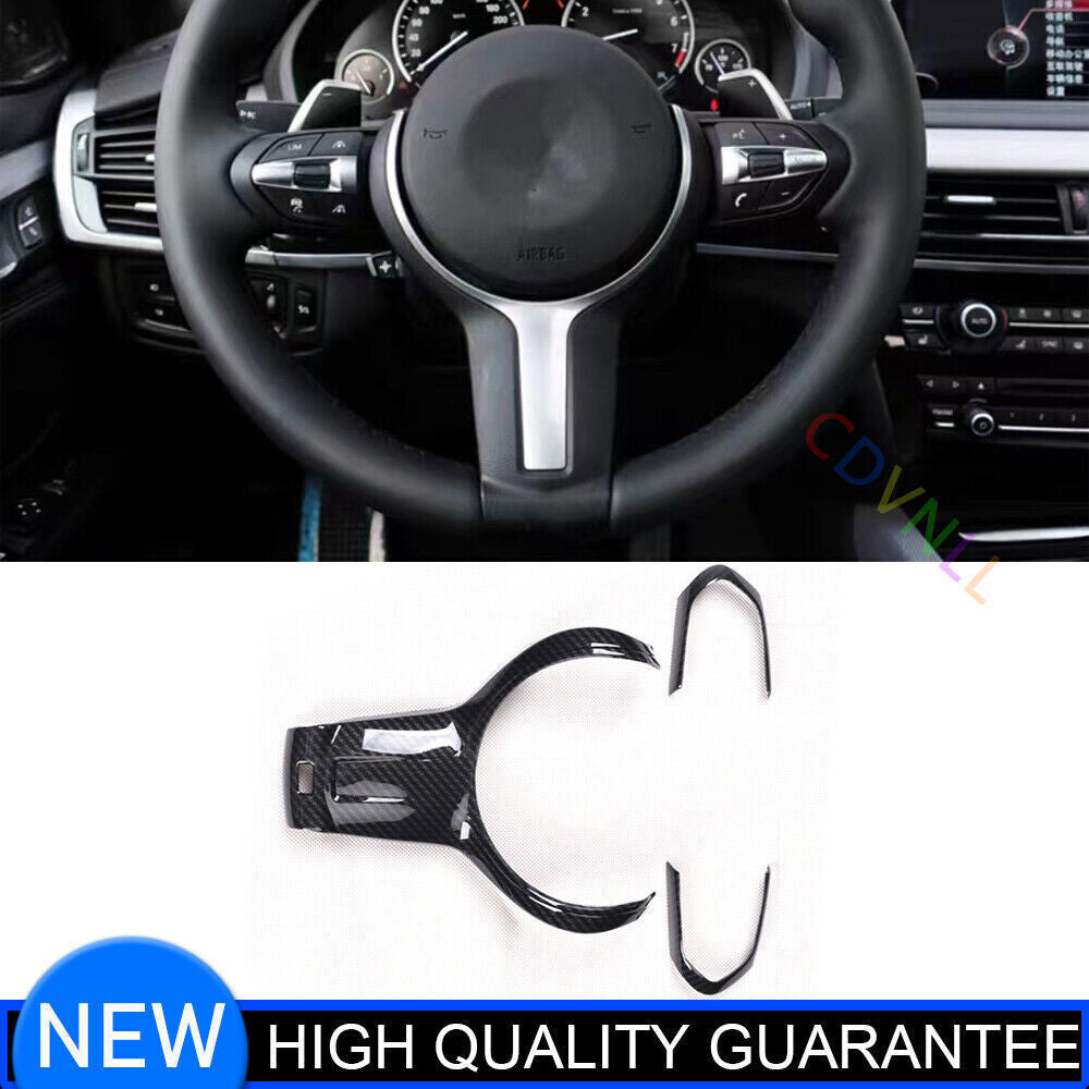 for BMW X5 2014-18 ABS Carbon Fiber Interior Steering Wheel Button Cover Trim 3P