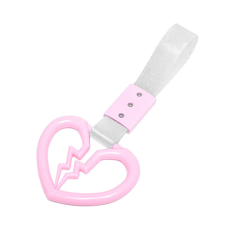 Devil Broken Heart Ring Car Handle Strap Charm Tool Tsurikawa Silver Belt Pink