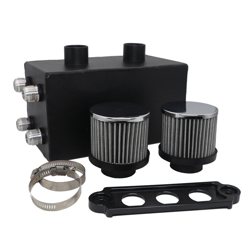 4-port aluminum alloy oil tank separator filter black