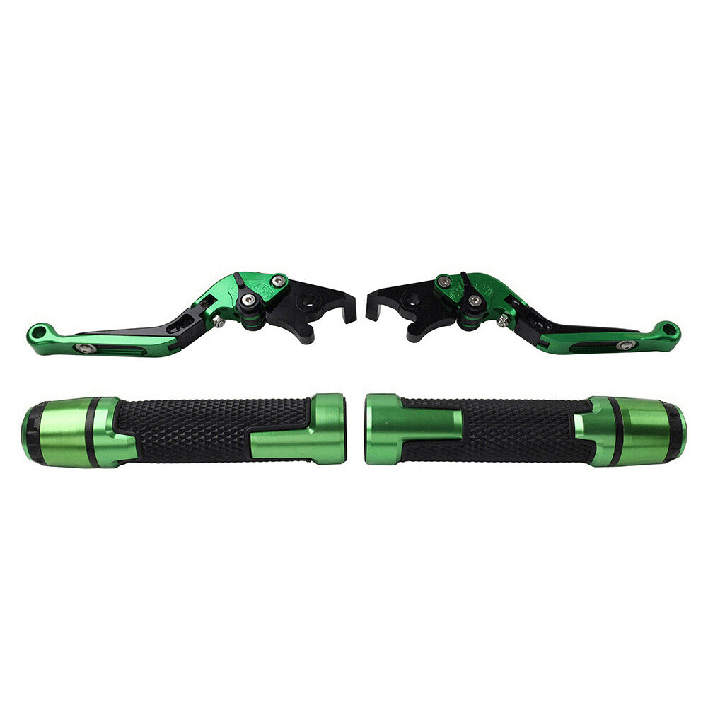 Fold Extendable Brake Clutch Levers Handlebar Grips Set Fit for Suzuki GSXR150 green