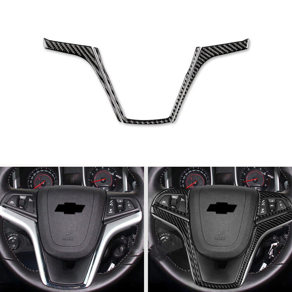 Carbon Fiber Steering Wheel Button Cover Trim for Chevrolet Camaro 2010-2015