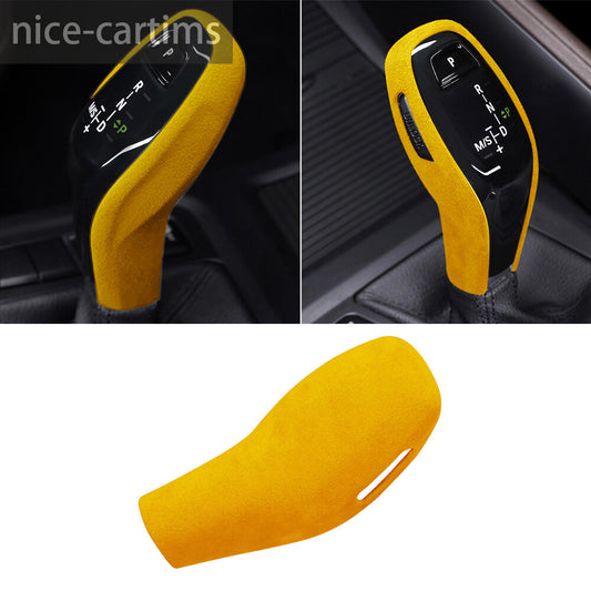 Suede Yellow Interior Gear Shift Knob Cover for BMW X1 F48 X2 F47 1 Series 2020+