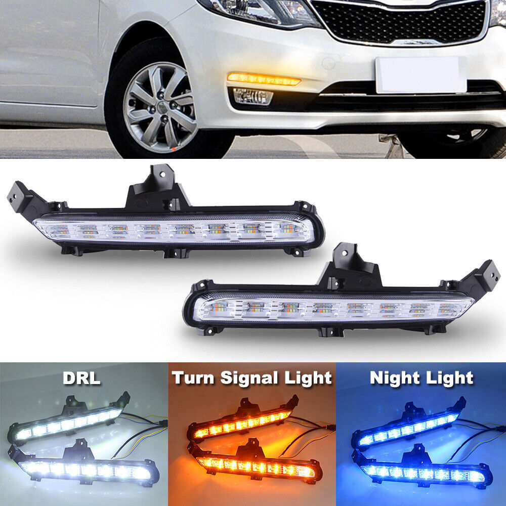 for KIA Rio K2 2015-2016 LED DRL Daytime Running Light Fog Lamp Turn Signal Kit
