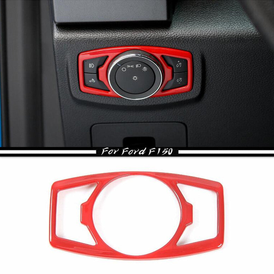 ABS Red Interior Headlight Switch Knob Cover Trim for 2015-2020 for Ford F-150