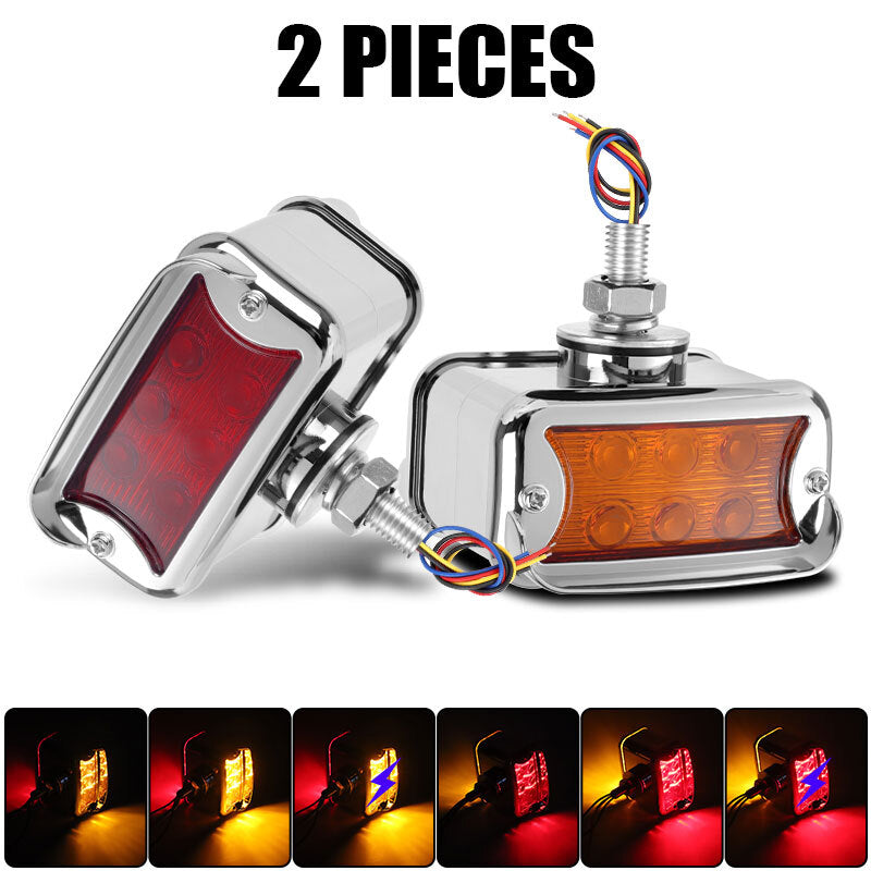 2x 12 LED Dual Face Trailer Fender Side Marker Light Turn Signal Lamps Red Amber