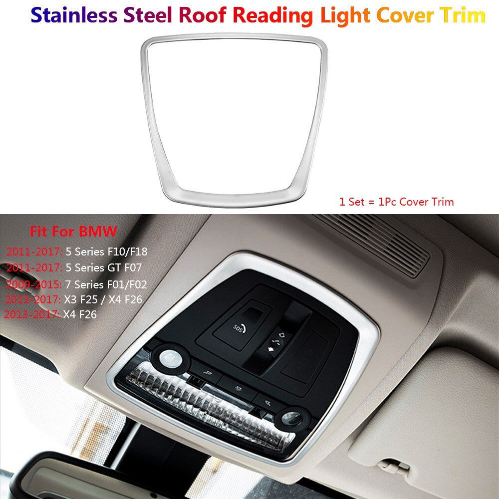 Stainless for BMW 5 7 X3 X4 F10 F01 F25 F26 Car Roof Readling Light Cover Trims