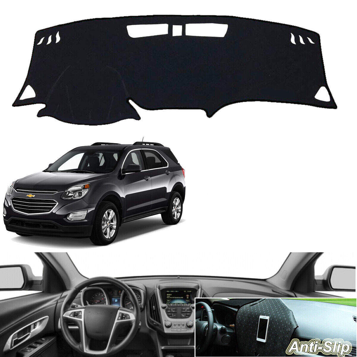 Dash Mat Cover Black Non-Slip Dashboard Sun Pad for Chevrolet Equinox 2018-2021
