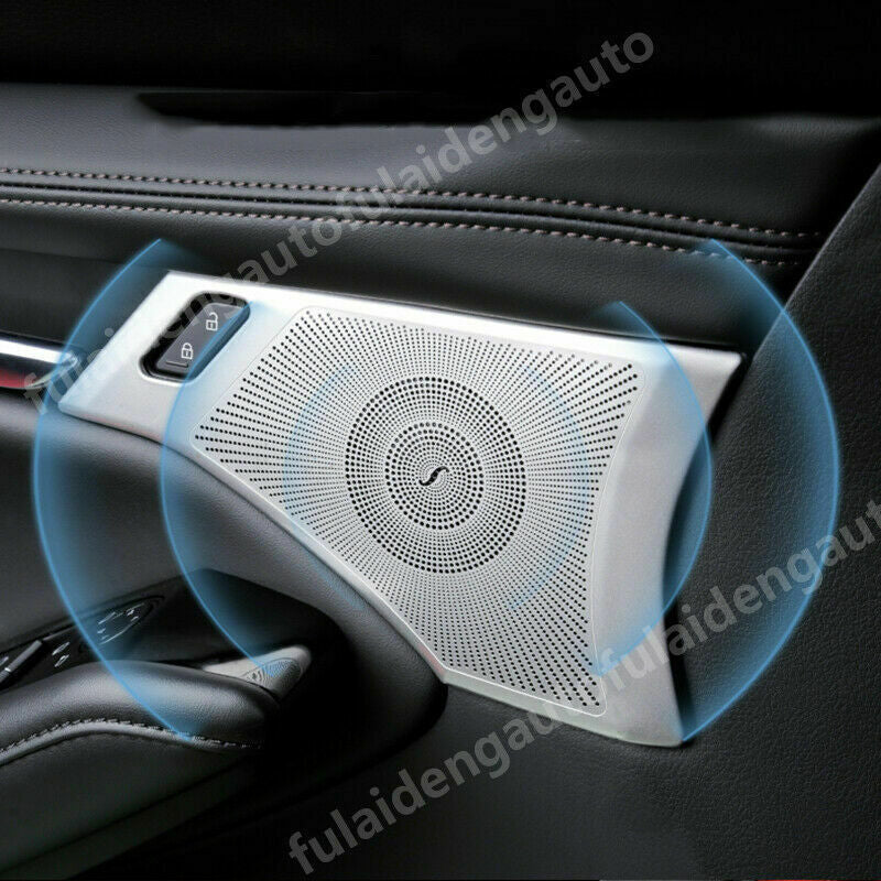 2Pcs for Mazda 3 Axela 2019-2021 Silver Steel Door Speaker Horn Frame Cover Trim