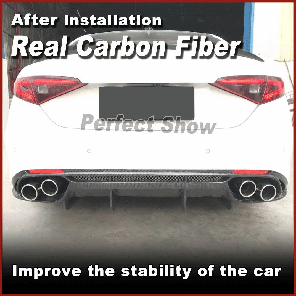 for Alfa Romeo Giulia Base 952 2017-20 REAL Carbon Rear Bumper Diffuser Spoiler