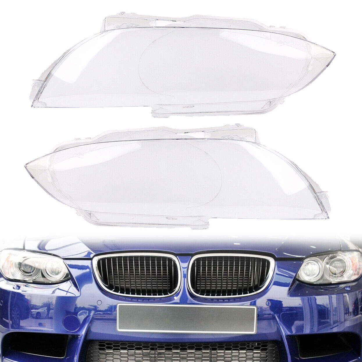 2¡Á F¨¹r for BMW E92 E93 M3 2006-2009 Scheinwerferglas Linse Abdeckung Links+Rechts