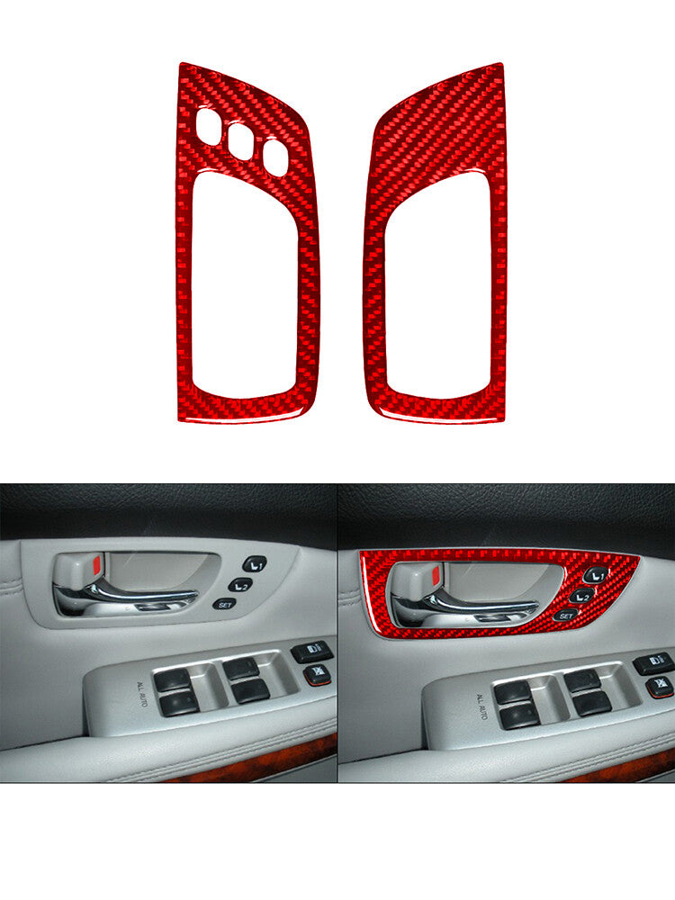 2X Red Carbon Fiber Interior Front Door Handle Cover Trim for Lexus RX330 RX350