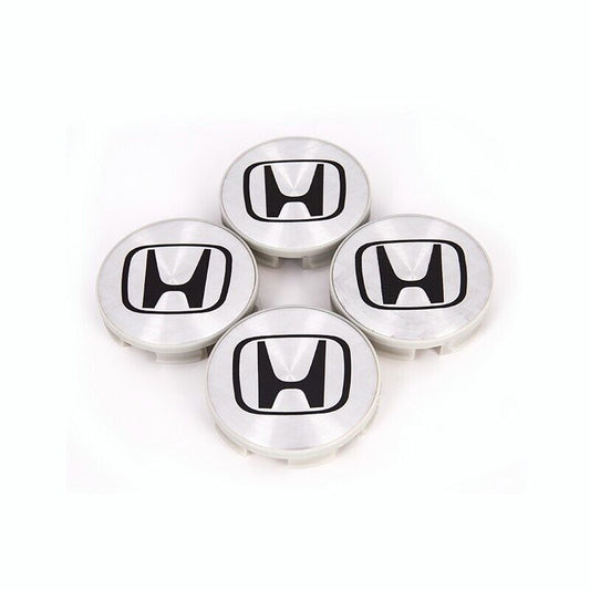 4-Piece Silver/Black Logo Aluminum Wheel Center Caps for Honda 1999-2005 for Civic 58mm