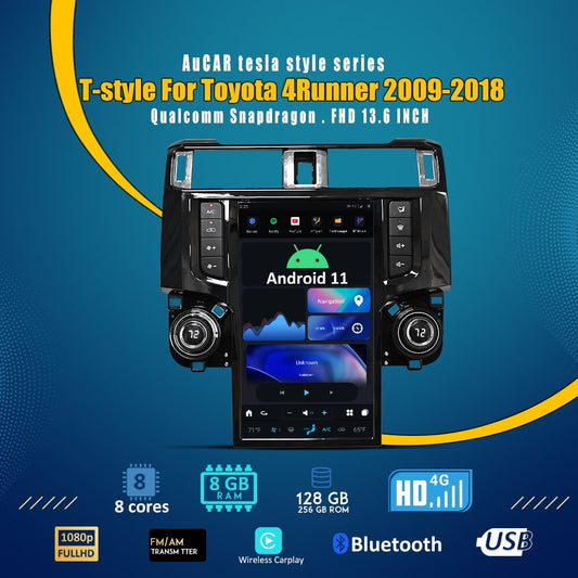 13.6 Android for Tesla Style for Smart Radio Car-Play GPS for Toyota 4Runner 2009-2018
