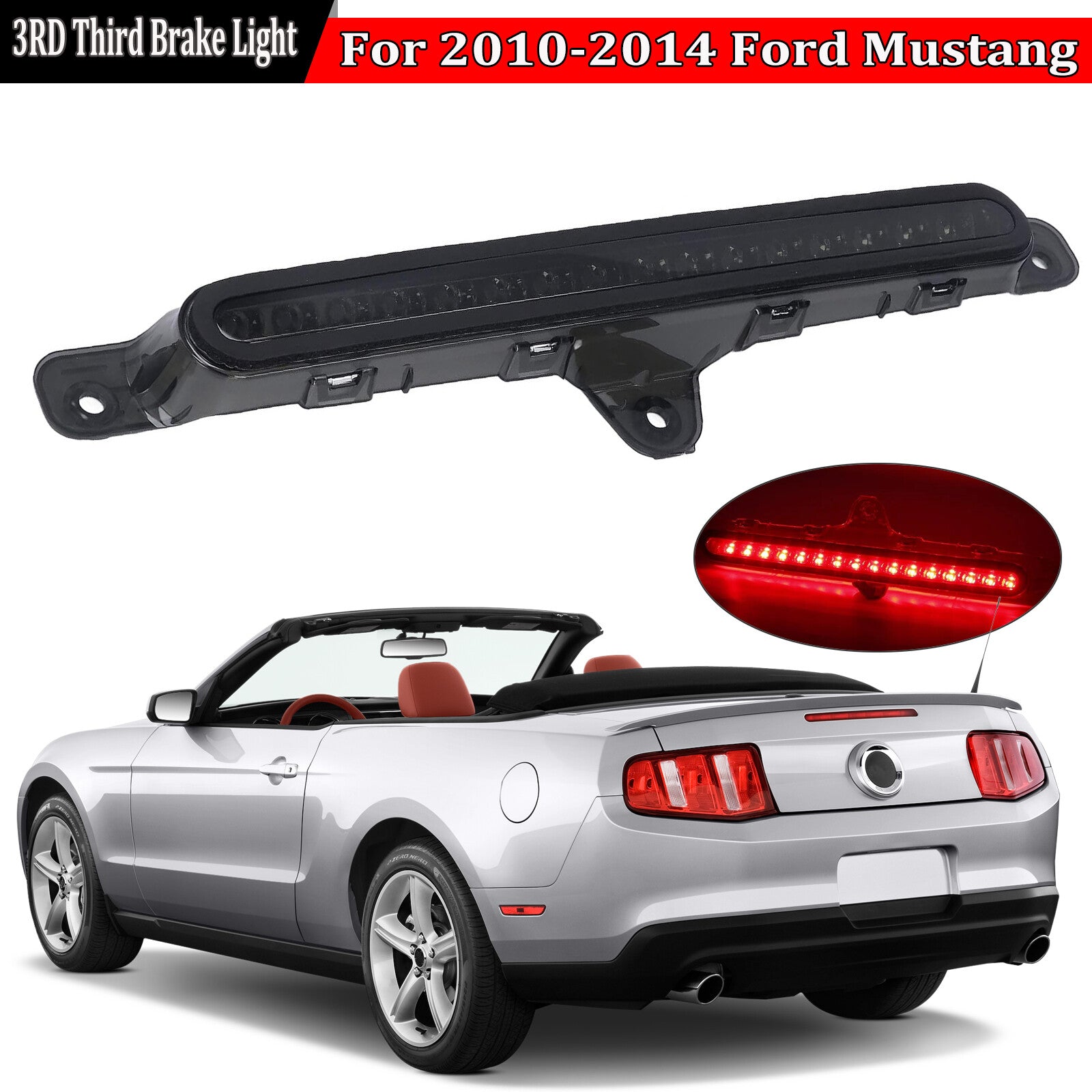 For 2010-2014 for FORD for MUSTANG LED 3RD Third Brake Light Black Stop Lamp AR3313A613A