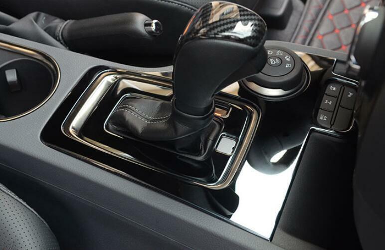 for Ford Ranger 2015-2022 Black Steel Central Console Gear Shift Cover Trim 2PCS