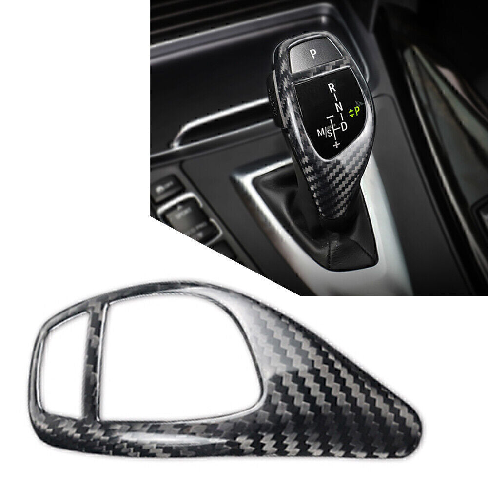 Black Carbon Fiber Gear Shift Knob Cover Trim Fit for BMW 1 2 3 4 5 6 Series X3 X5/4