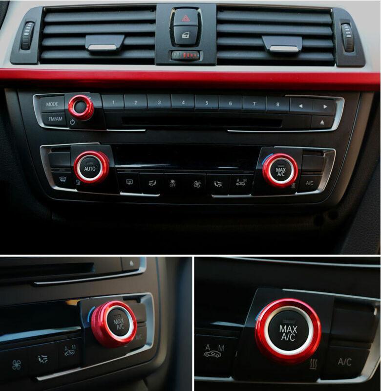 for BMW X5 X6 2008-2013 Red Aluminum Air Conditioning Button Control Ring Trim