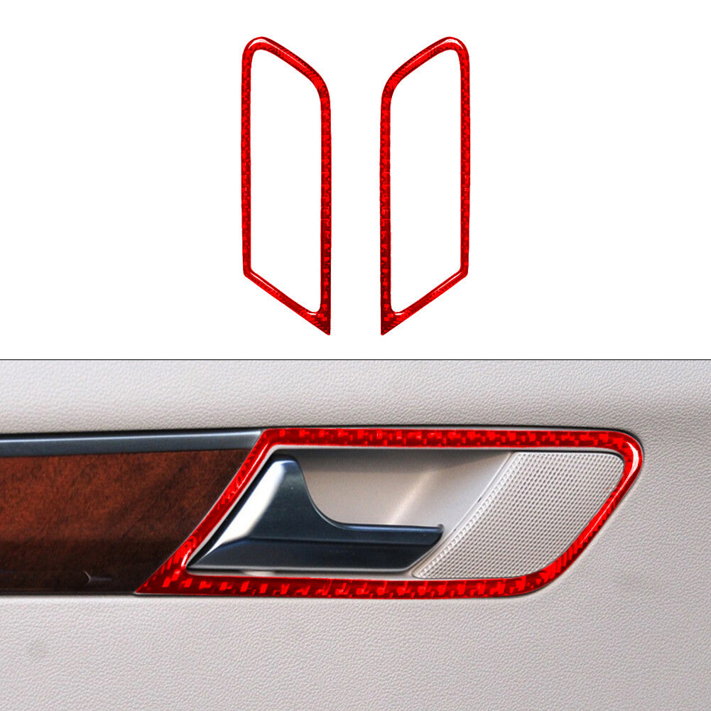 2X Red Carbon Fiber Rear Door Handle Trim for Mercedes R-Class 2009-2012