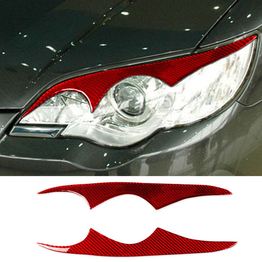 Red Carbon Fiber Front Headlight Eyelids Eyebrow Cover for Subaru Legacy 2006-08