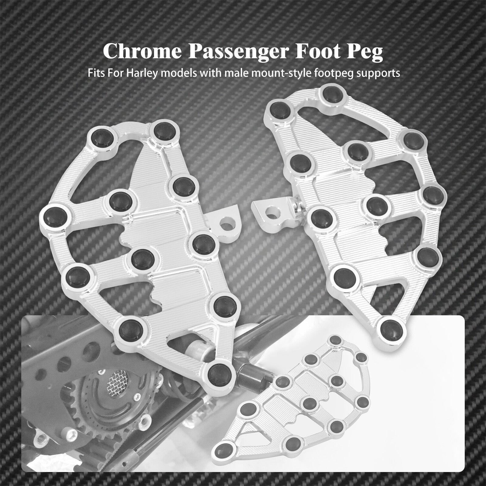 Chrome Rear Passenger Floorboards Footboards Footpeg Rest Fit for Harley Touring