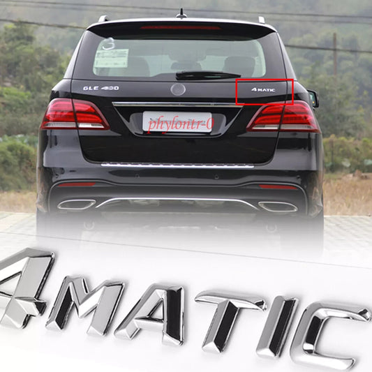 1PCS 15-16 3D 4 MATIC Rear Trunk Letters Sport Badge Emblem For AMG C E S Chrome