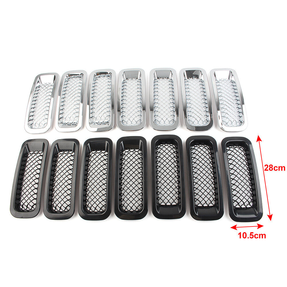7 Pcs Front Mesh Grille Grill Cover for Jeep Patriot 2011-2017