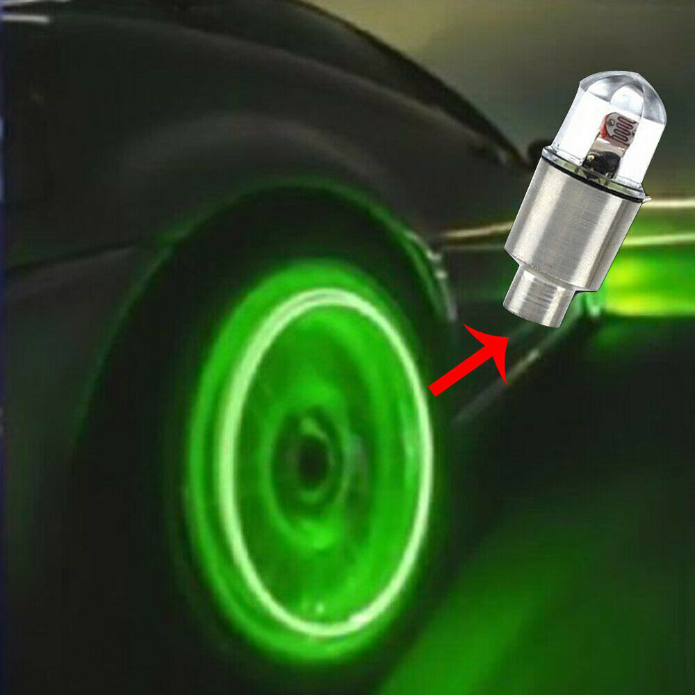 4x car tires wheel stem air valves dust cap LED light cover set