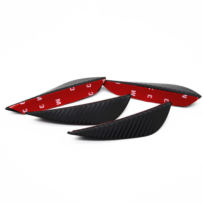 Universal 4x Car ABS Carbon Front Bumper Body splitter Fins Lip Spoiler Canards
