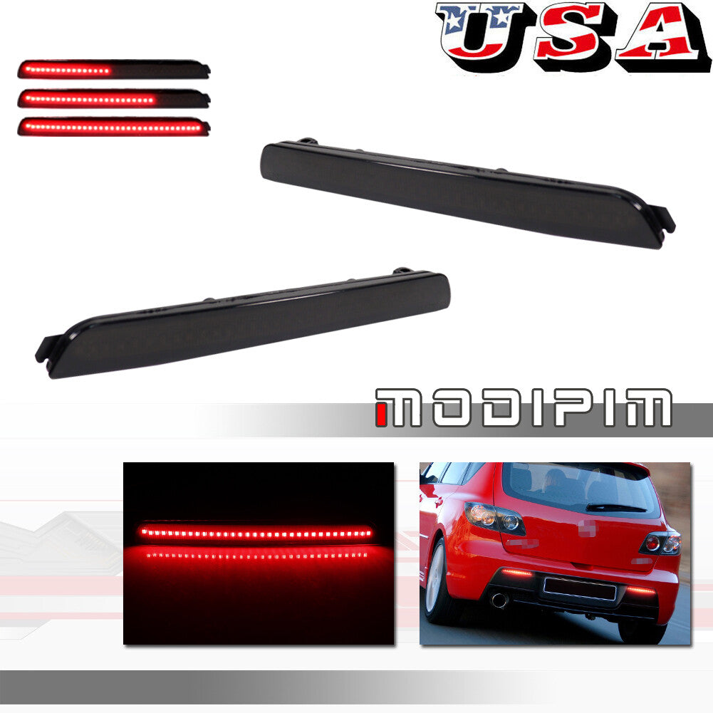 2-piece smoked lens bumper reflector LED rear brake stop light for Mazda 3 Axela 04-09