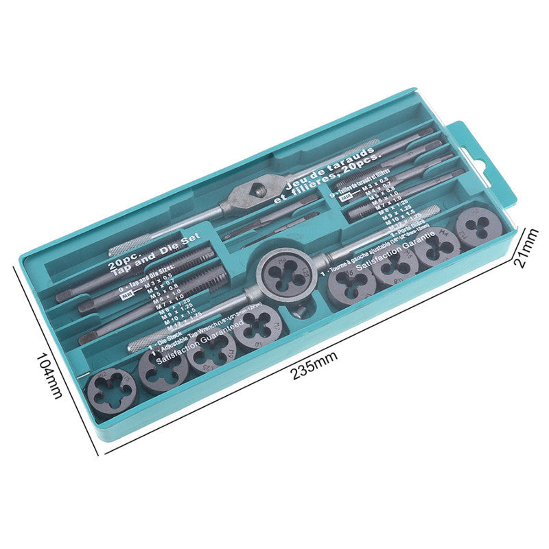 20P M3-M12 Car Thread Repair Hand Universal Tool Metric Screw Wrench Tap Die Kit