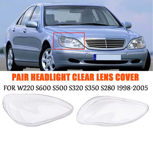 Headlight lens cover suitable for Mercedes-Benz W220 S600 S500 S350 Transparent 98-05