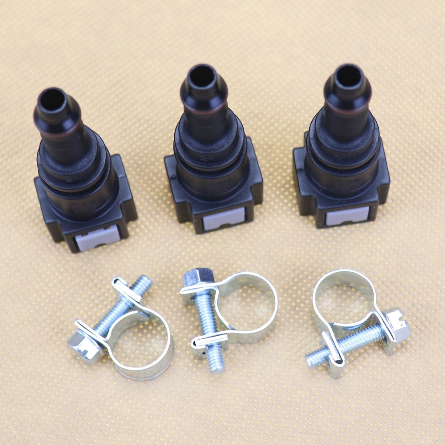 3-Piece Pack of 7.89mm SAE 1/4-inch Nylon Fuel Line Quick Connectors for Releasing and Disconnecting Hose