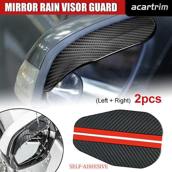 2x Car Carbon Fiber Black Rearview Side Mirror Rain Visor Guard Car Accessories