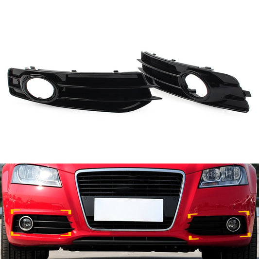 1 Pair Front Bumper Black Fog Light Grille Cover for Audi A3 8P 2009-2012