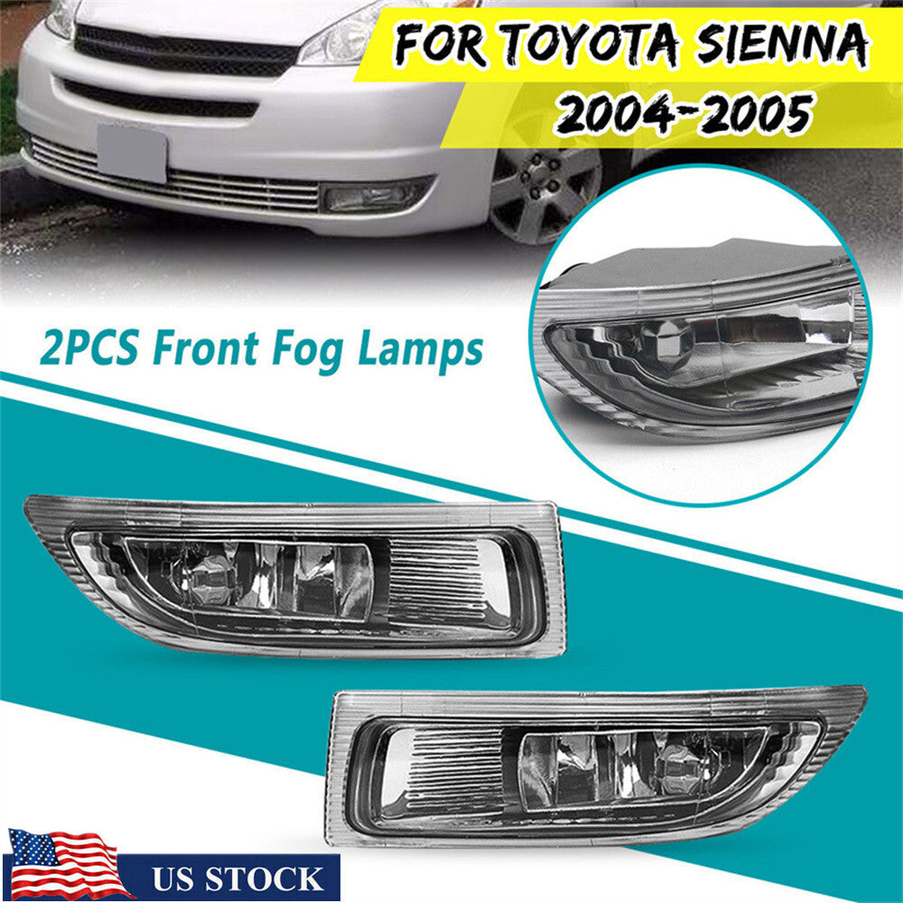 Car Front Fog Driving Lamp Light Clear Lens Left+Right for Toyota for Sienna 2004-05