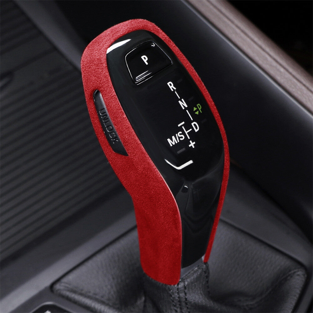 Suede Wine Red Car Gear Shift Knob Trim for BMW X1 F48 X2 F47 1 Series 2020-2023