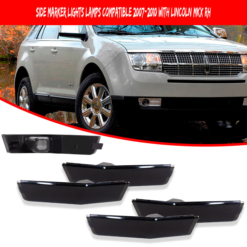 4-piece smoked front and rear left side marker light covers for Lincoln MKX 07-10