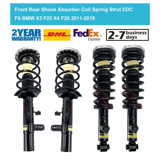 4xFront Rear Shock Coil Spring Struts Assembly EDC Fit for BMW X3 F25 X4 F26 2011-18
