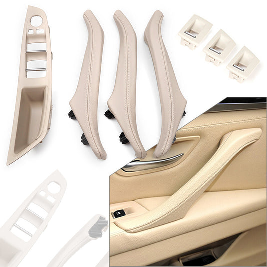 7pcs Door Trim Pull Handle Real Leather For 10-17 for BMW 5 series F10 F11 F18 LHD