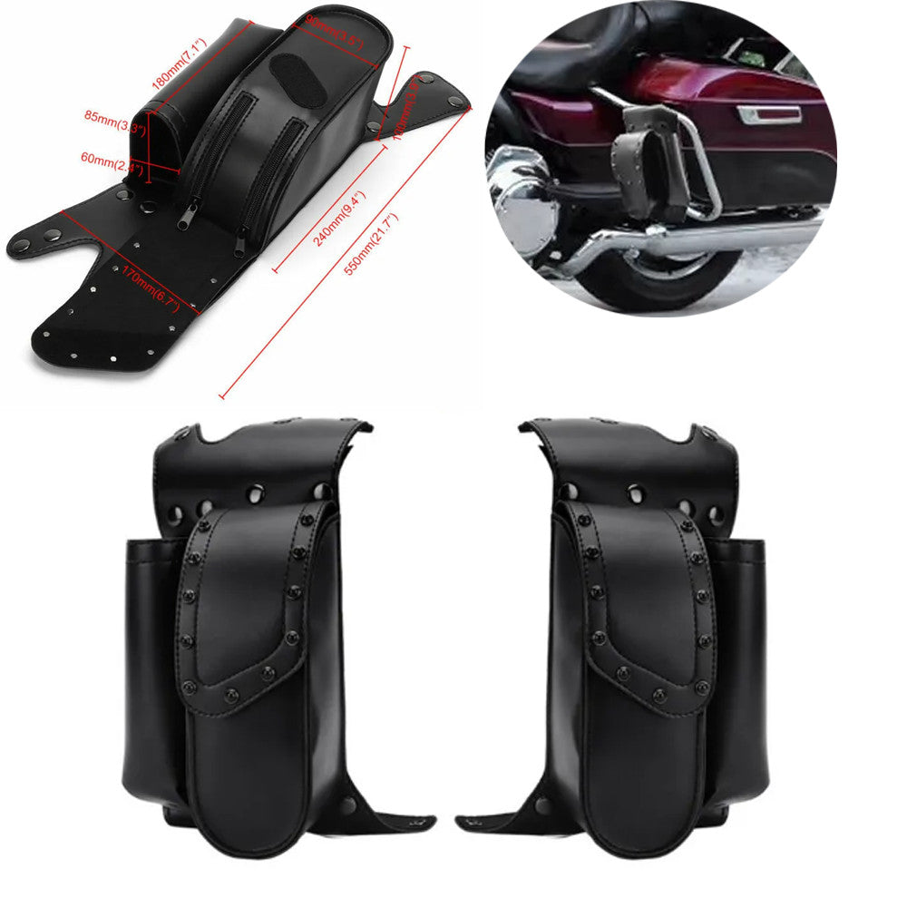 Black Saddlebag Guard Bag Water Bottle Holder for Harley Touring Road Glide93-21