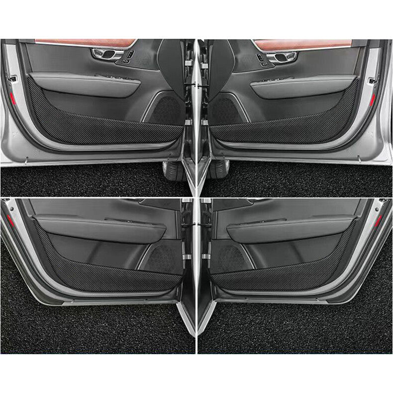 for Volvo S90 2017-2023 Carbon Fiber Leather Car Door Anti-Kick Panel Guard trim