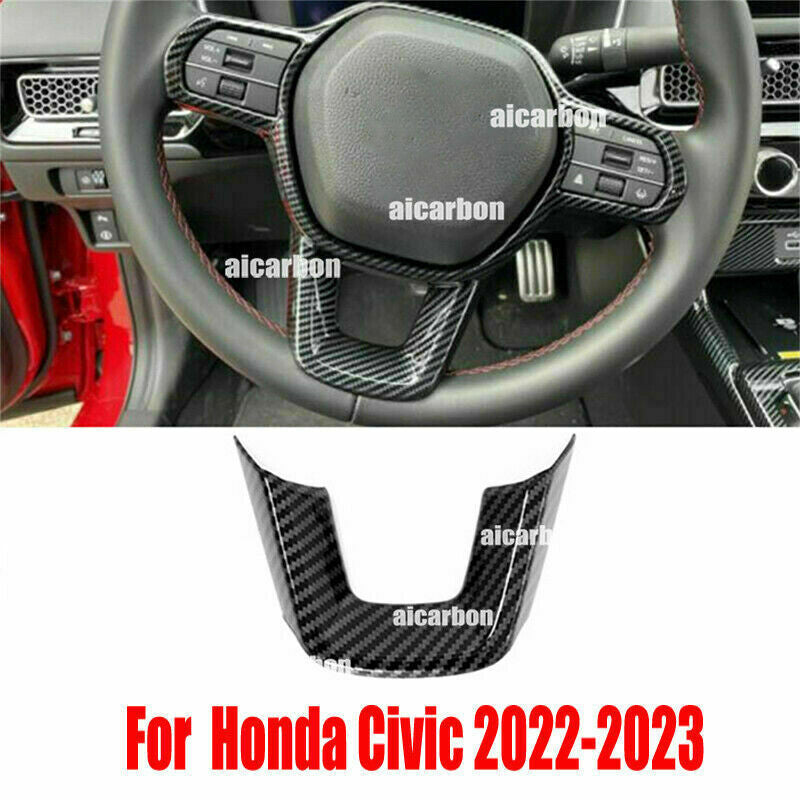 Carbon Fiber ABS Interior Steering Wheel Cover Trim for Honda for Civic 2022-2023