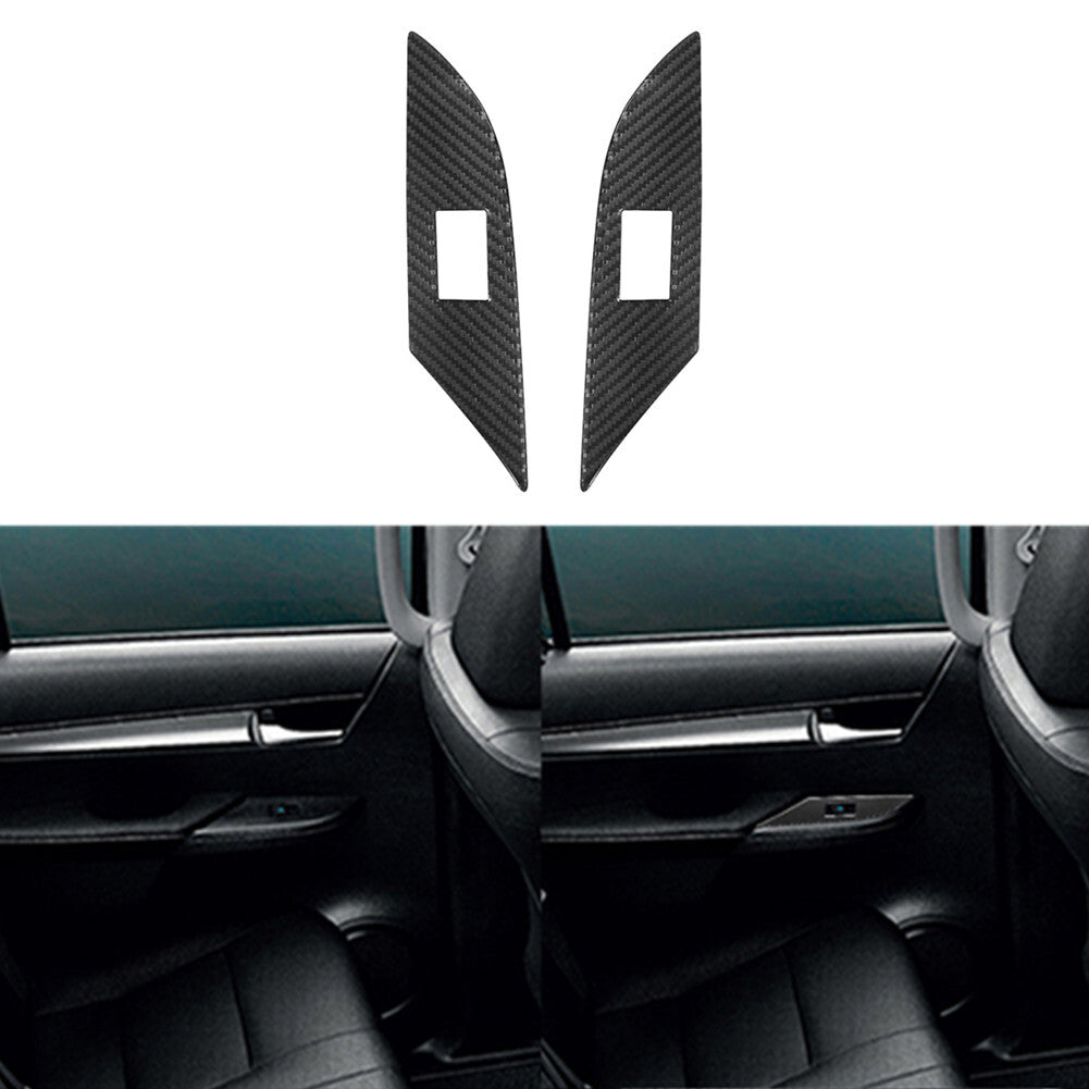 2X Carbon Fiber Rear Door Handle Panel Cover Trim for Toyota Hilux 2015-2021