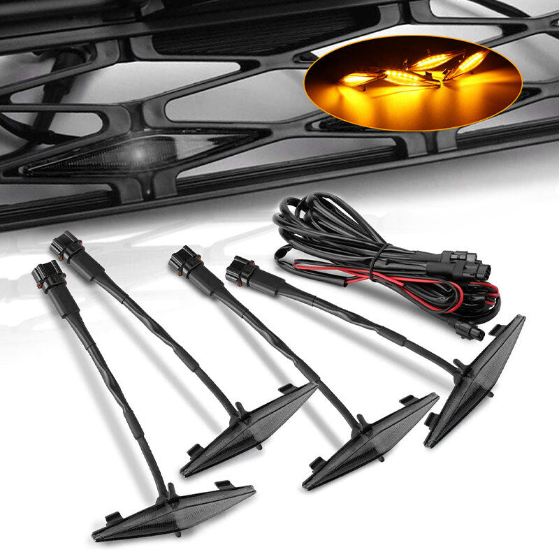 4pcs Smoked Amber LED Front Grille Running Lights Kit for Toyota 4Runner 14-23