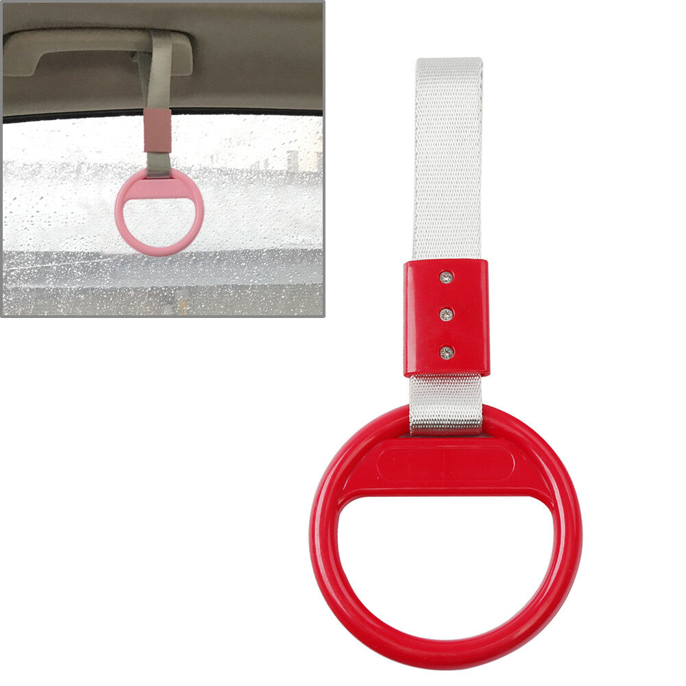 Round Ring Train Bus Handle Hand Strap Drift Charm Tools PVC Plastic Silver+Red