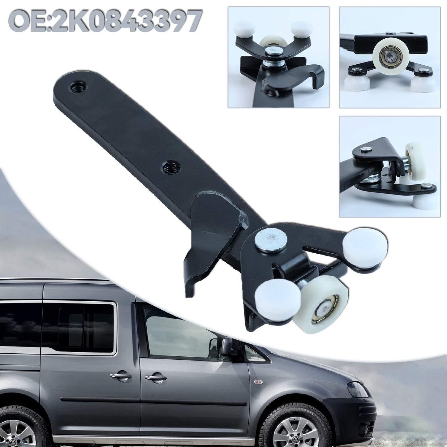 Left Bottom Guide Hinge Roller for VW Caddy 03-13 Sliding Door Roller 2K0843397