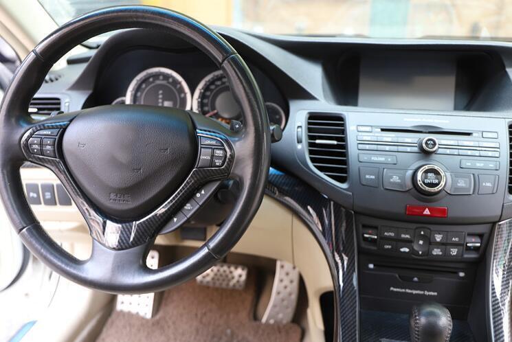 1x Carbon Fiber ABS Steering Wheel Strip Cover Trim 1pcs for Acura TSX 2009-2014